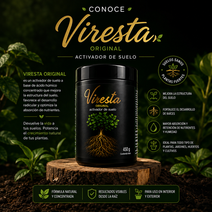 🌾 VIRESTA x450g 💧 Recupera la salud del suelo y potencia el crecimiento de tus cultivos.