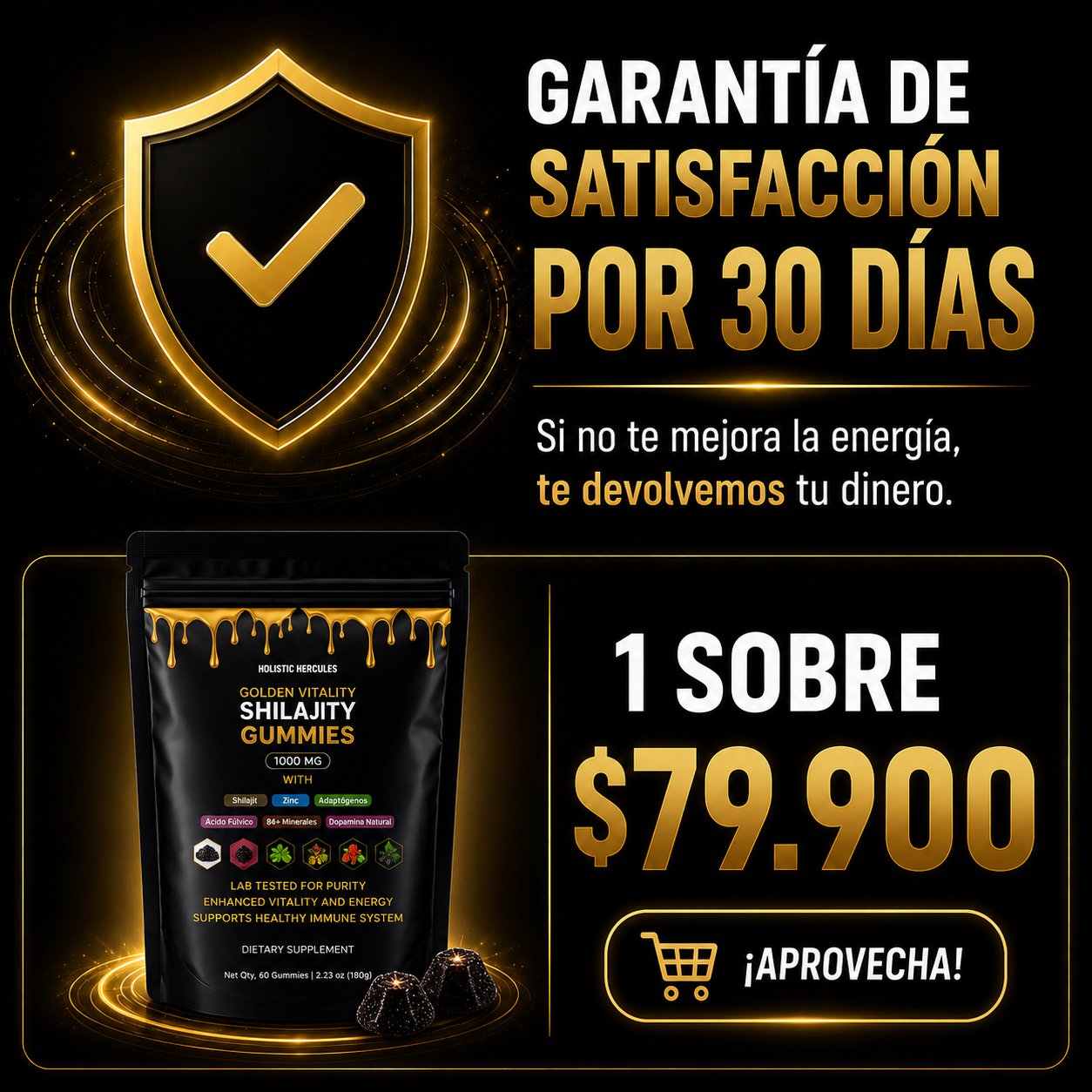 Shilajit importado EEUU 🇺🇸 (60 gomas)
