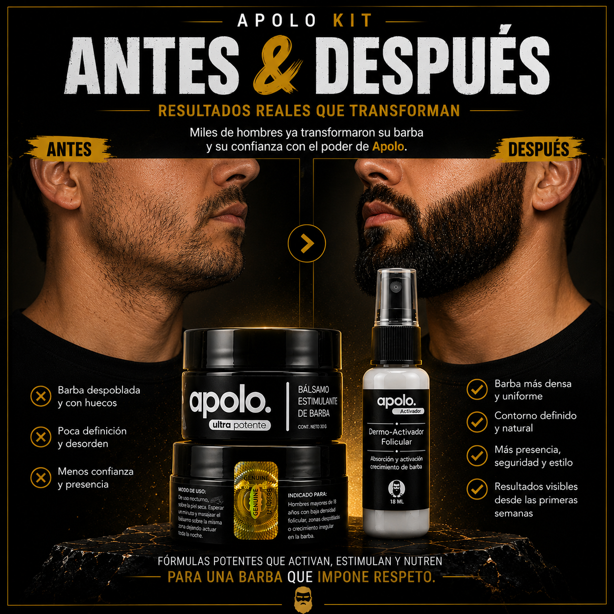 Kit Apolo Ultra Potente -💪 Más barba, más presencia, más confianza.
